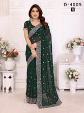 Jay Shree Sarees Feature Luxurious Georgette Fabric Adorned With Detailed Zari And Stone Work